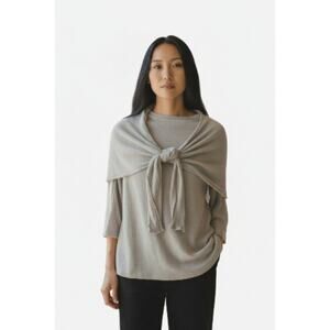 FLAX Linen  Tunic Top Asymmetrical Drape Lagenlook Art Womens Sz Medium Gray